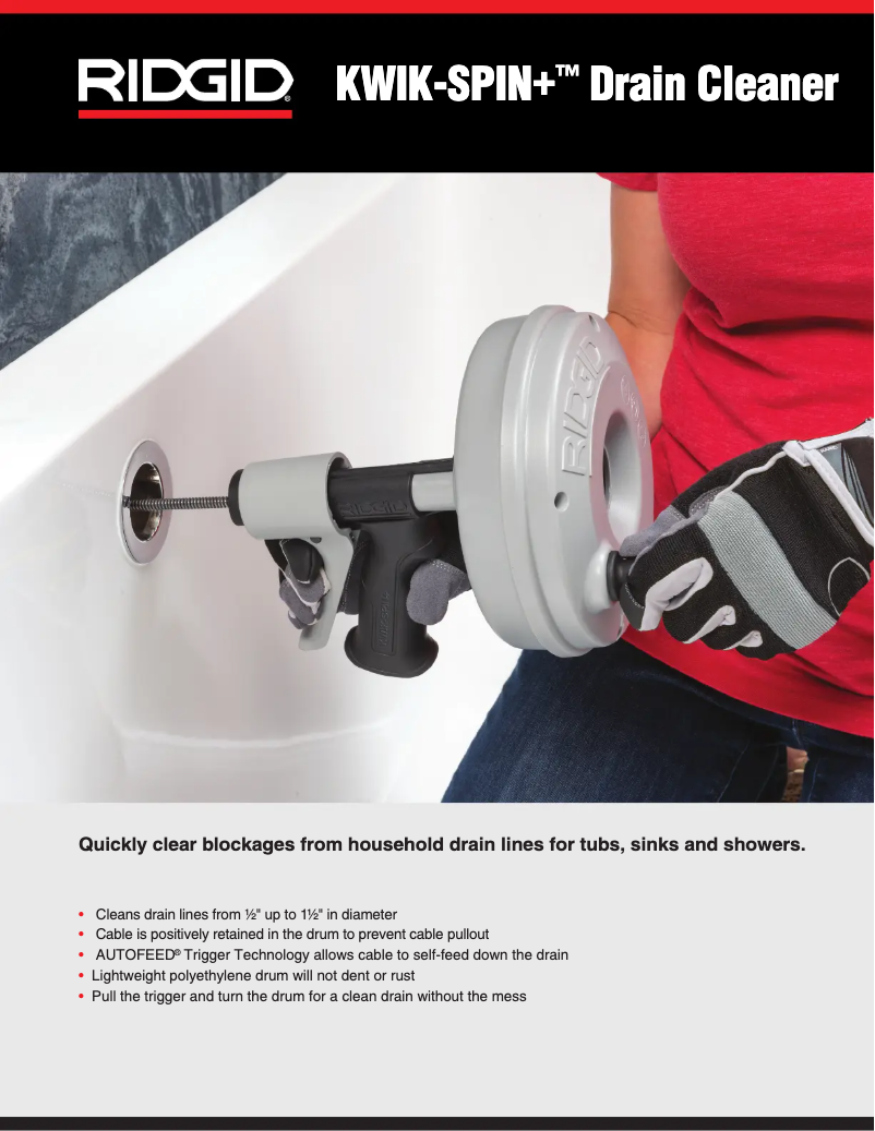 Page 1 de la notice Catalogue Ridgid KWIK-SPIN+