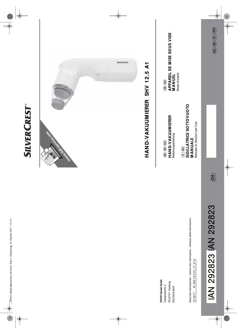 Image de la première page du manuel de l'appareil SHV 12.5 A1