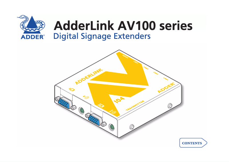 Page 1 de la notice Manuel utilisateur Adder ALAV100T
