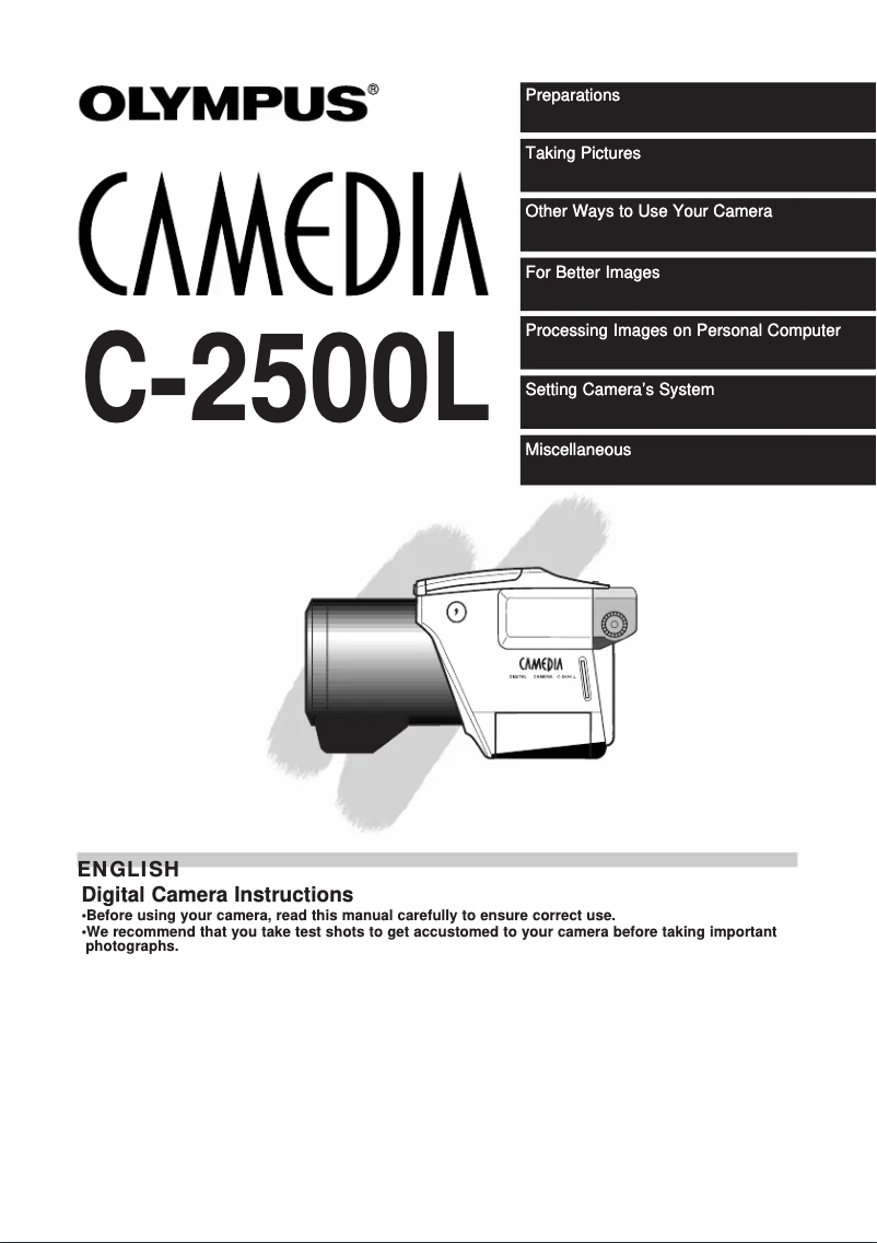 Image de la première page du manuel de l'appareil Camedia C-2500L