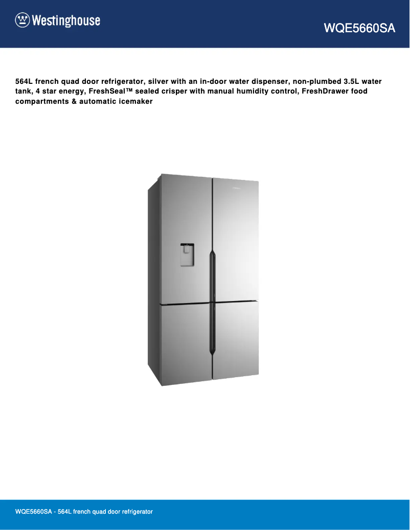 Image de la première page du manuel de l'appareil WQE5660SA