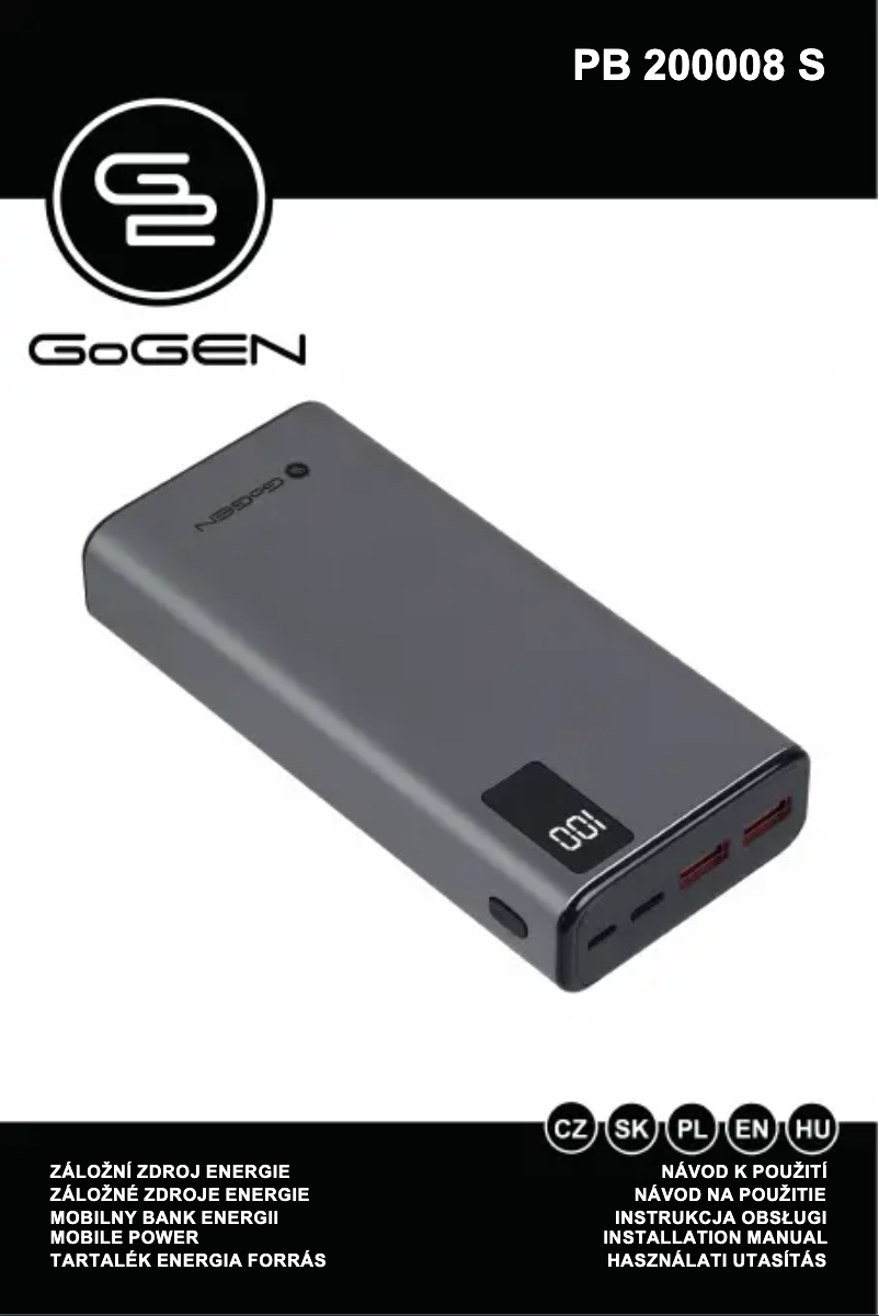 Page 1 de la notice Manuel utilisateur GoGen PB200008S