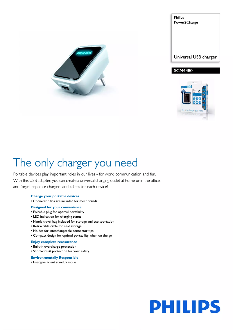 Page 1 de la notice Brochure Philips Power2Charge SCM4480