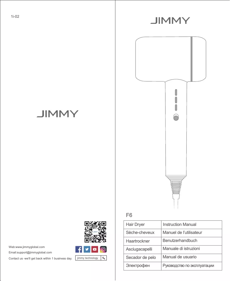 Page n°1 - Manuel utilisateur JIMMY F6