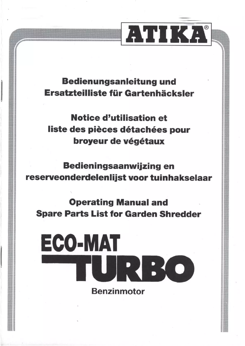 Page 1 de la notice Manuel utilisateur ATIKA ECO-MAT Turbo