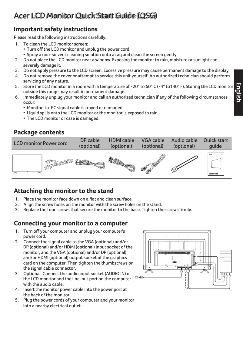 Página 1 del manual Guía de inicio rápido Acer EB550K