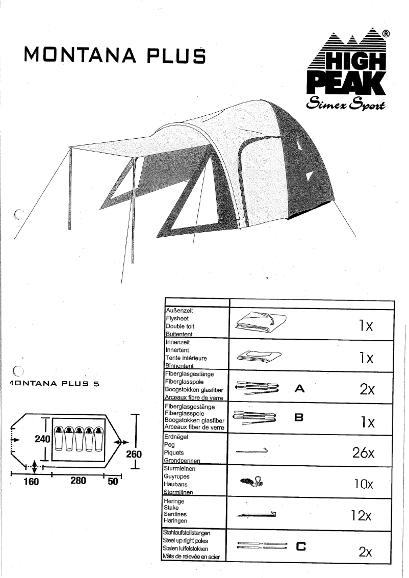 Page n°1 - Manuel utilisateur High Peak Montana Plus 5