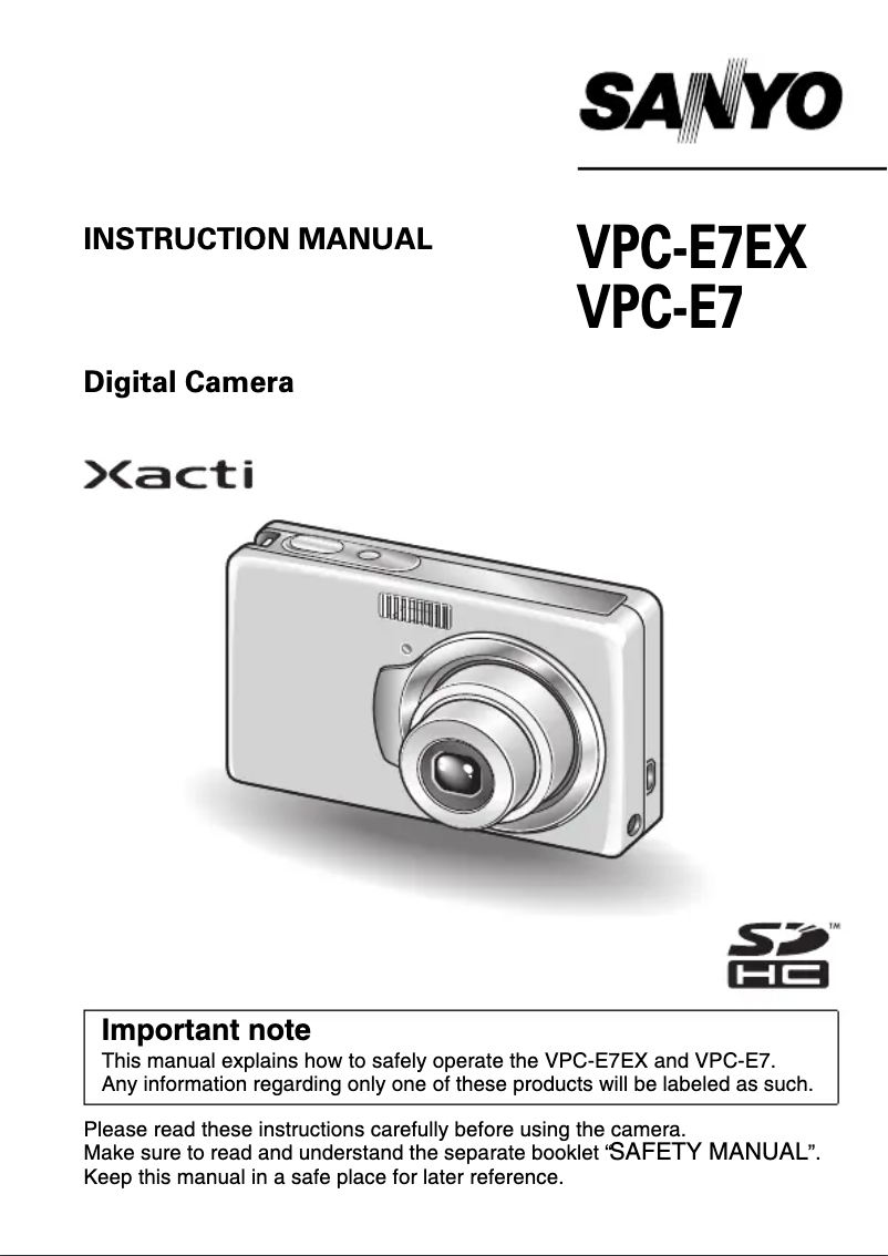 Page 1 de la notice Manuel utilisateur Sanyo Xacti VPC-E7