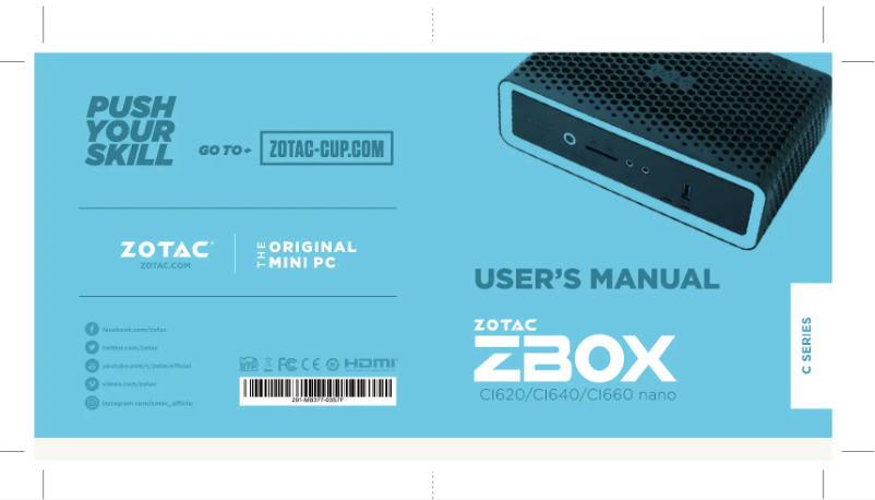 Page 1 de la notice Manuel utilisateur Zotac ZBOX CI620 nano