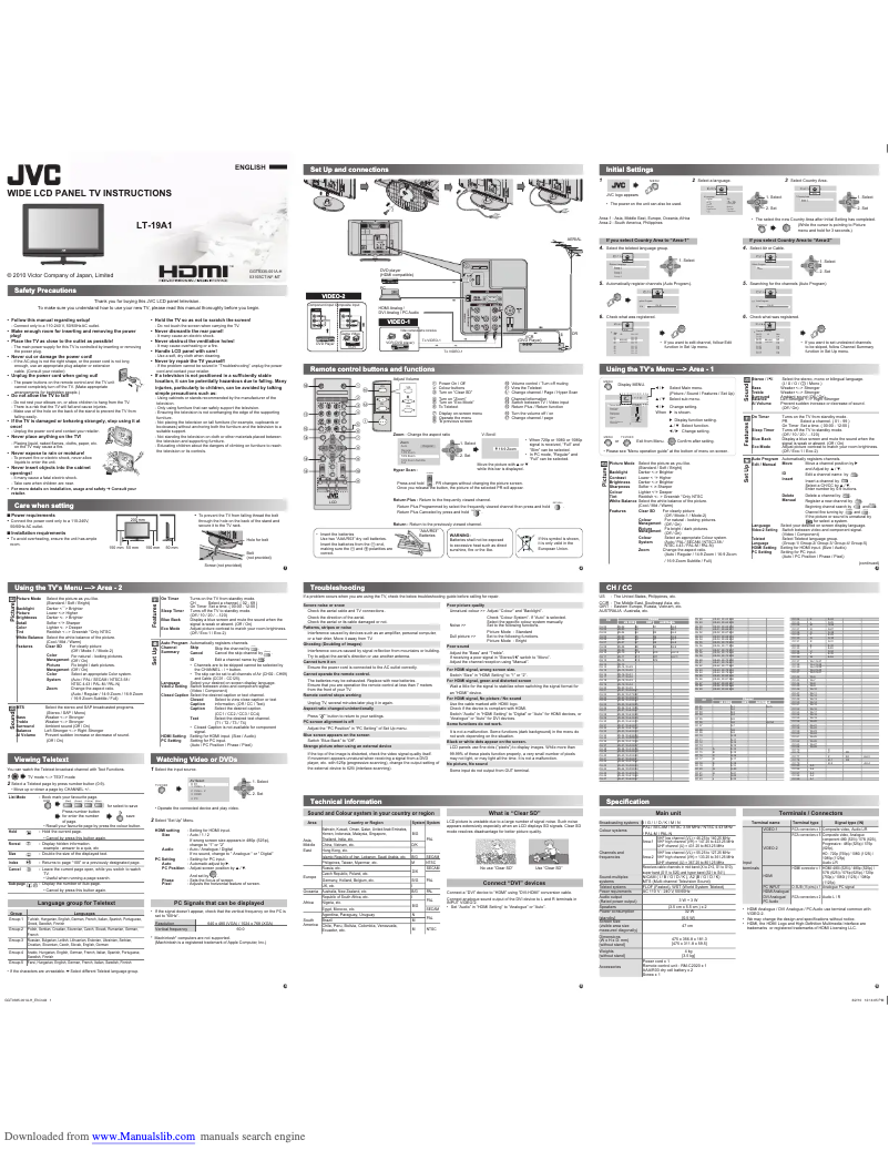 Page n°1 - Manuel utilisateur JVC LT-19A1