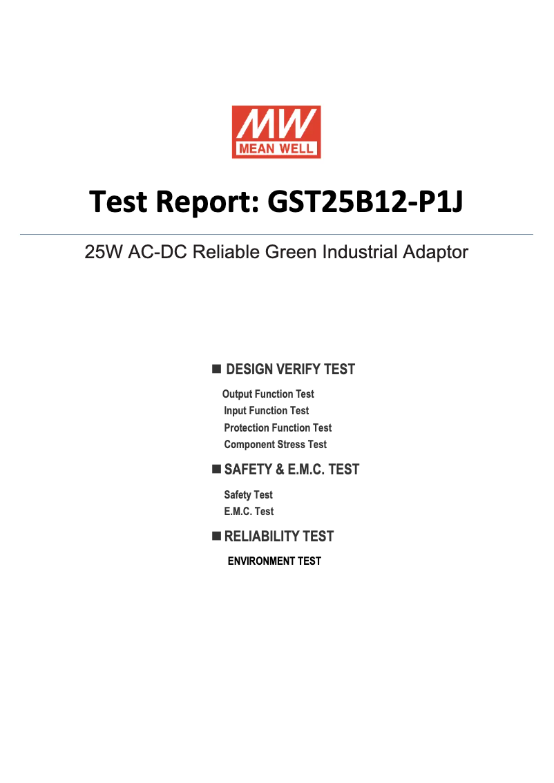 Página 1 del manual Ficha técnica Mean Well GST25B12-P1J