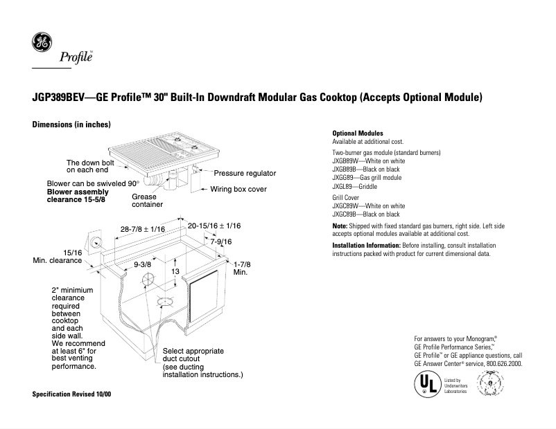 Image de la première page du manuel de l'appareil Profile JGP389BEVBB