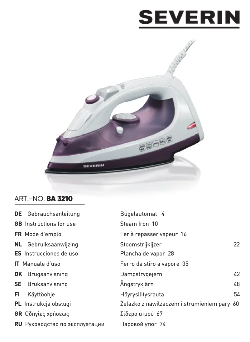 Image de la première page du manuel de l'appareil BA 3210