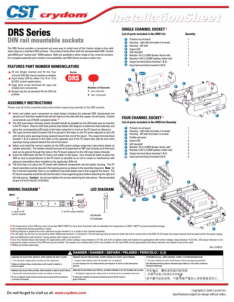 Page 1 de la notice Manuel utilisateur Crydom DRS1