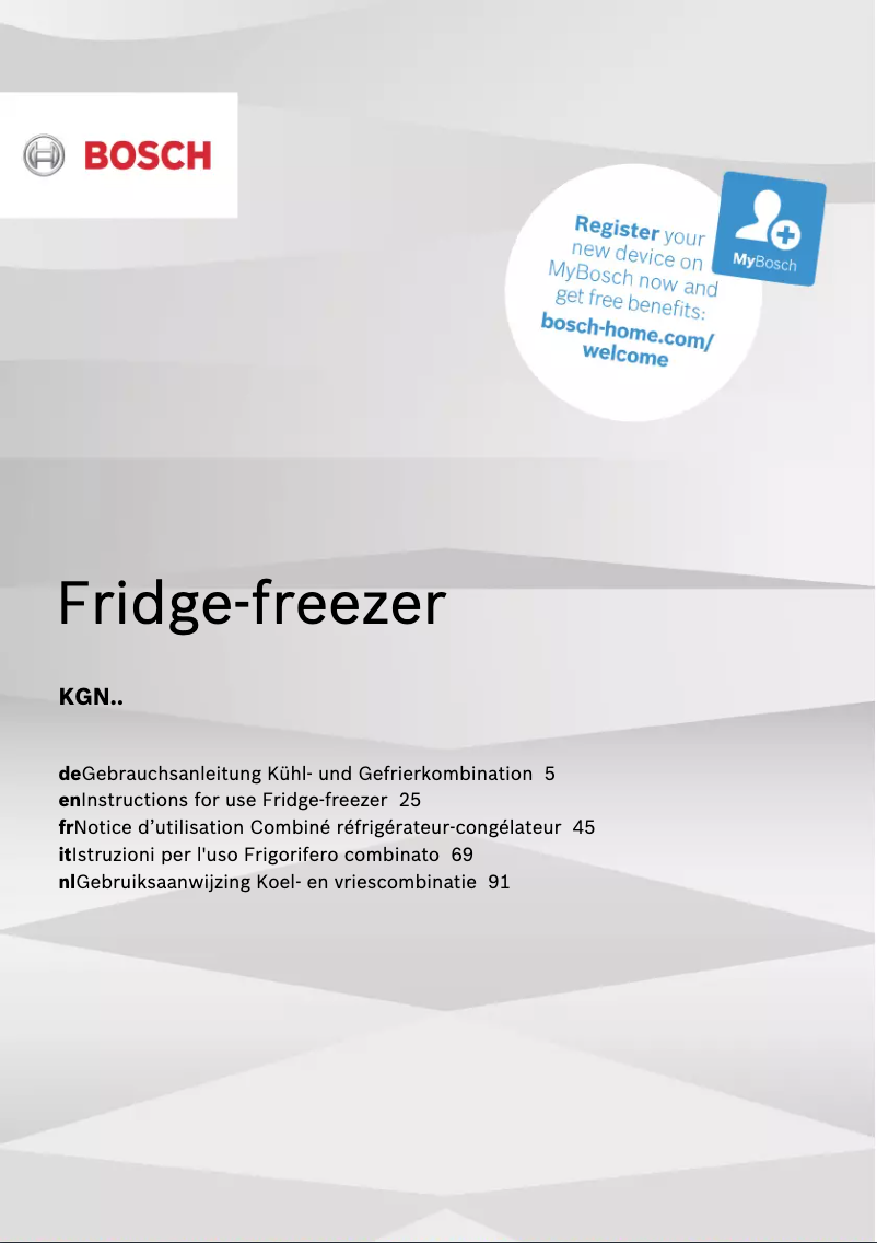 Page n°1 - Manuel utilisateur Bosch KGN393IEP