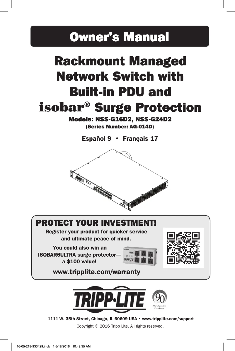 Page 1 de la notice Manuel utilisateur Tripp Lite NSS-G24D2