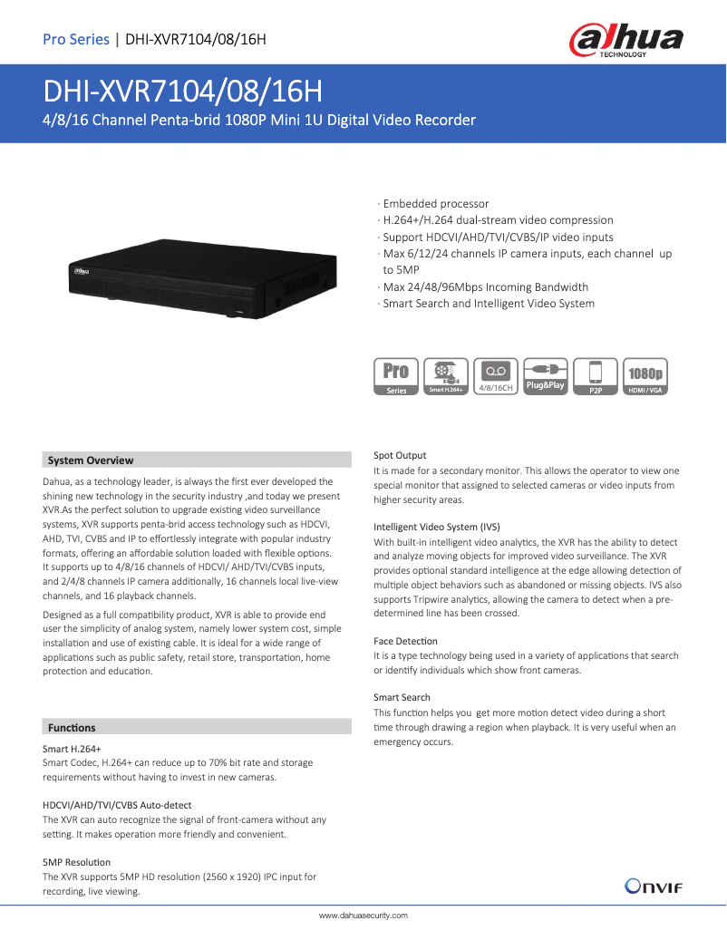 Image de la première page du manuel de l'appareil DHI-XVR7108H