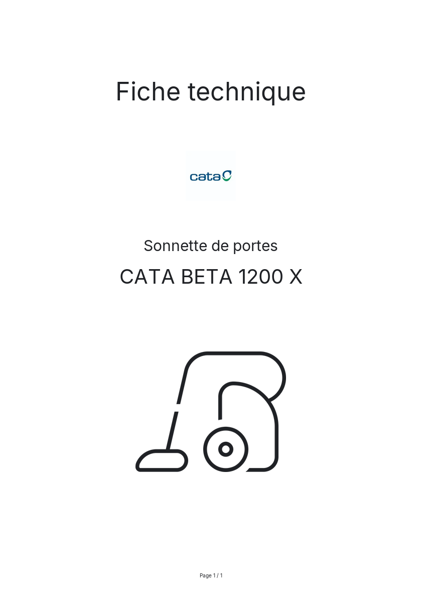 Page n°1 - Fiche technique CATA BETA 1200 X