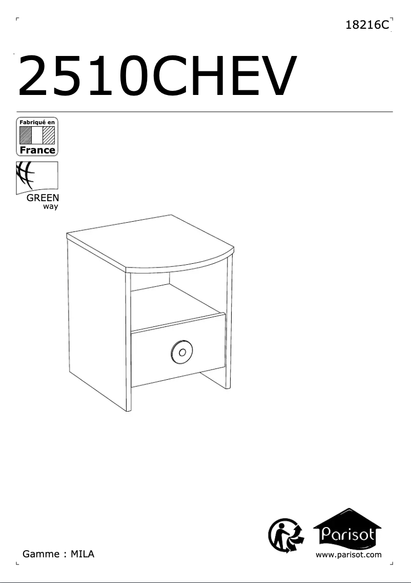 Page n°1 - Manuel utilisateur Parisot Mila 2510CHEV