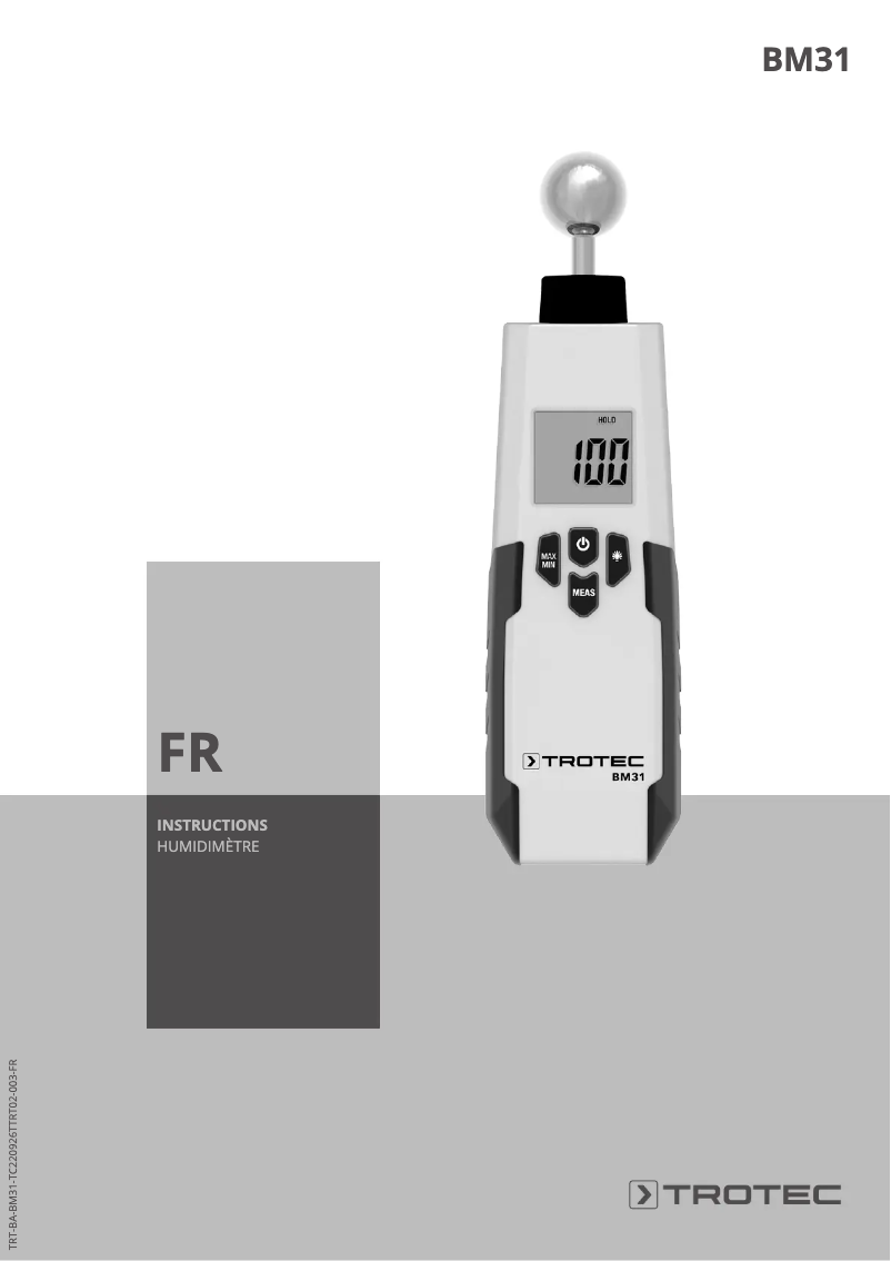 Page 1 de la notice Manuel utilisateur Trotec BM31