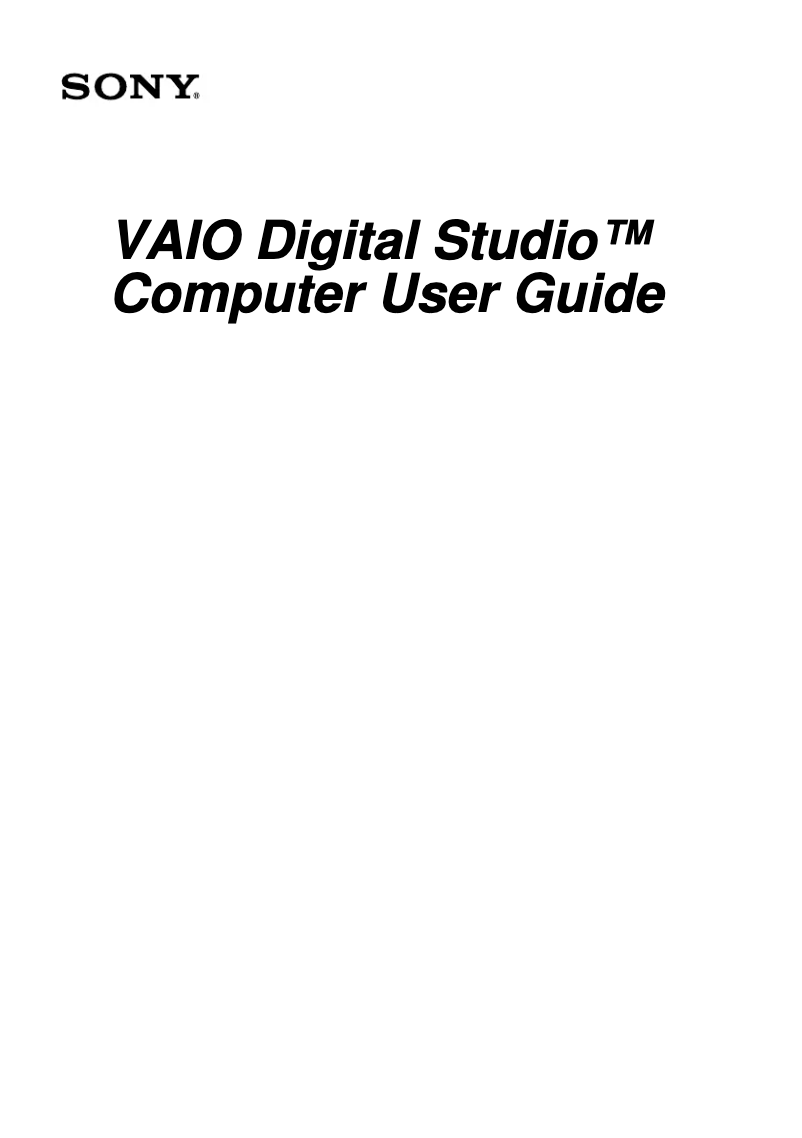 Page n°1 - Manuel utilisateur Sony Vaio PCV-RX640