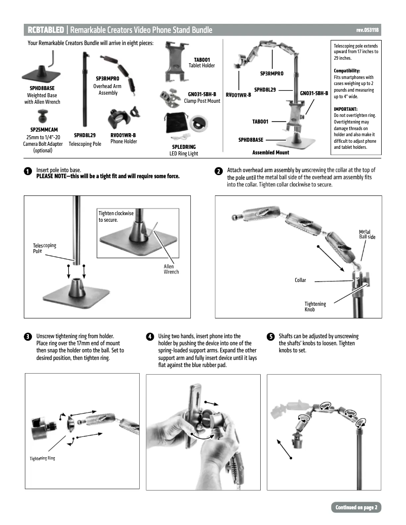Image de la première page du manuel de l'appareil RCBTABLED