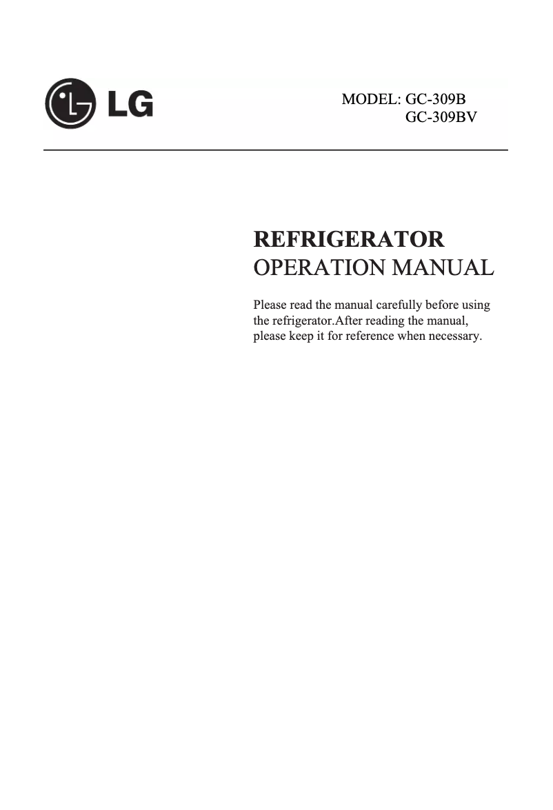 Page 1 de la notice Manuel utilisateur LG GC-309B
