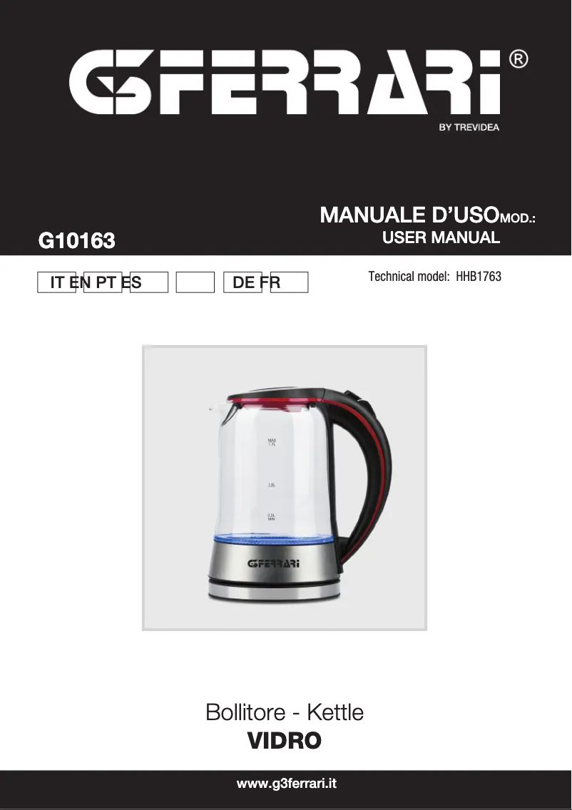 Image de la première page du manuel de l'appareil Vidro G10163