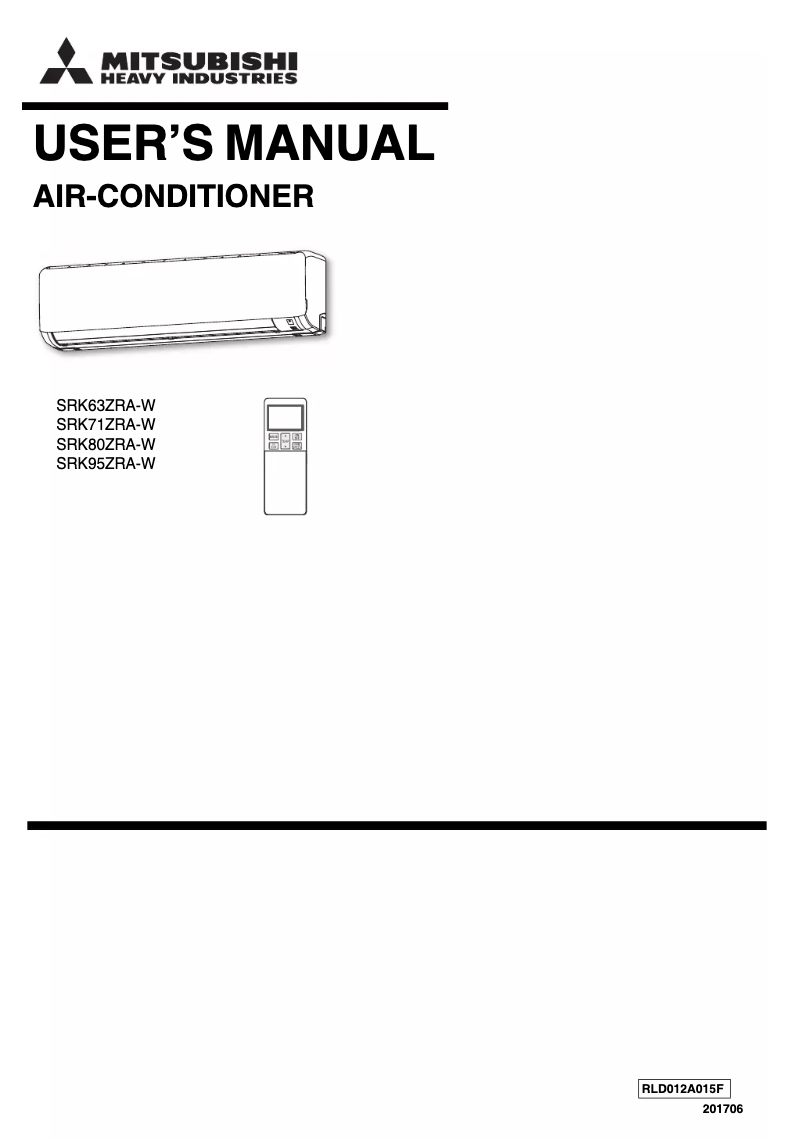 Page 1 de la notice Manuel utilisateur Mitsubishi Bronte SRK24YRA-W