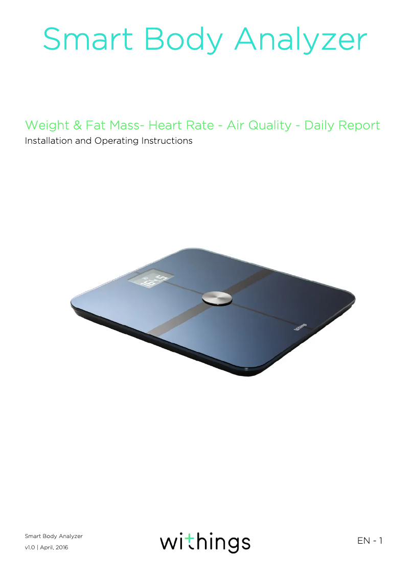 Page n°1 - Manuel utilisateur Withings Smart Body Analyzer WS-50