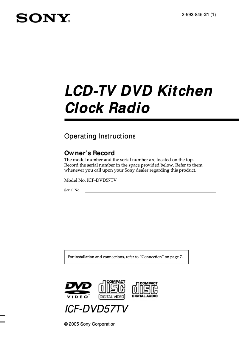 Page n°1 - Manuel utilisateur Sony ICF-DVD57TV