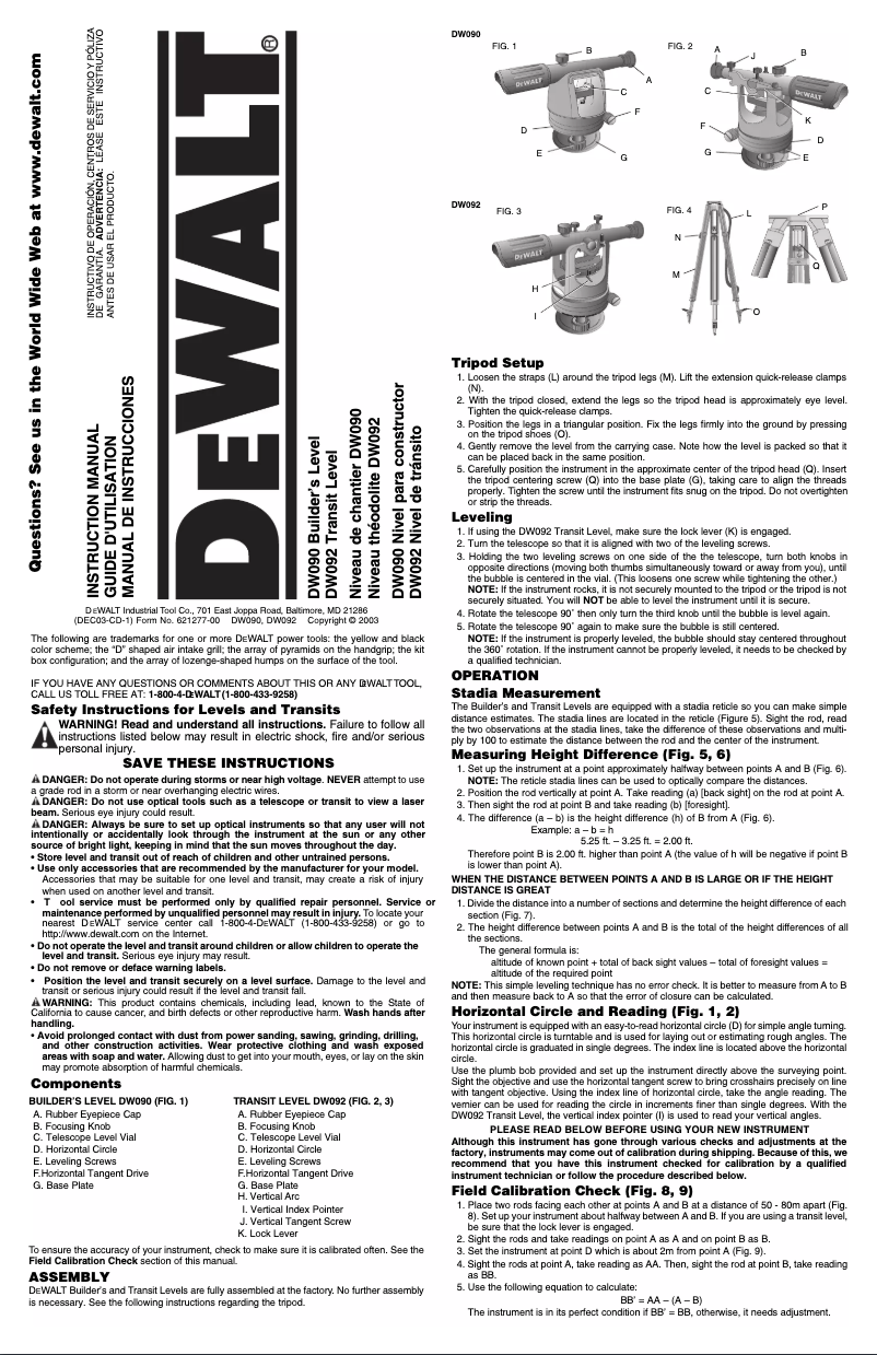 Image de la première page du manuel de l'appareil DW092