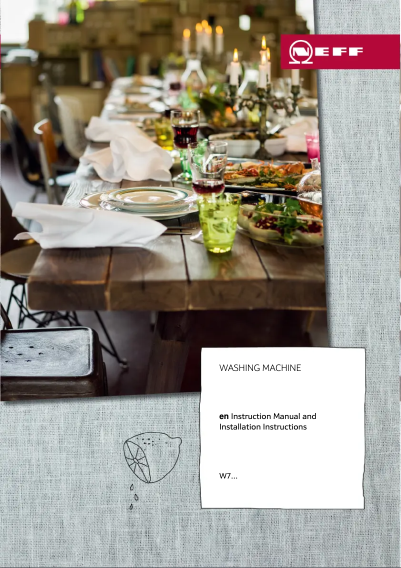 Page 1 de la notice Guide d'installation Neff W746IX0GB