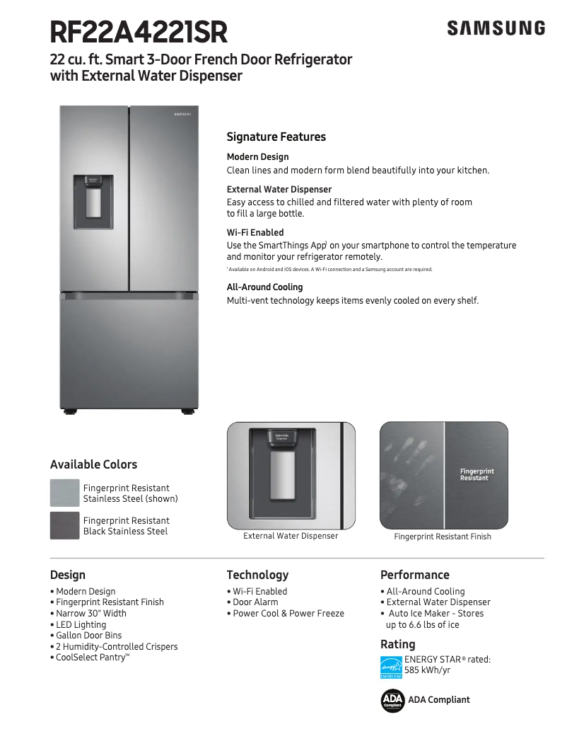 Image de la première page du manuel de l'appareil RF22A4221SG