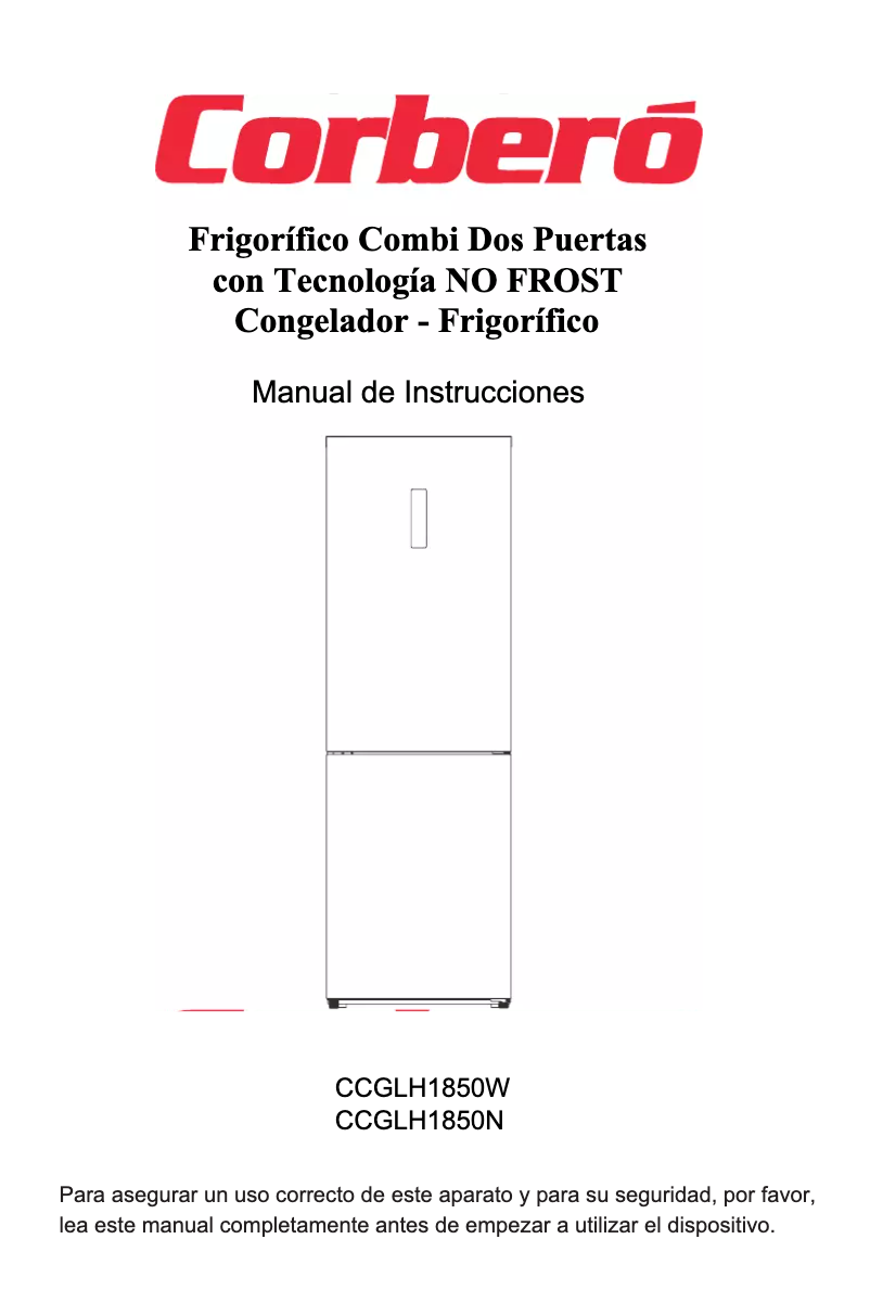 Page 1 de la notice Manuel utilisateur Corbero CCGLH1850N