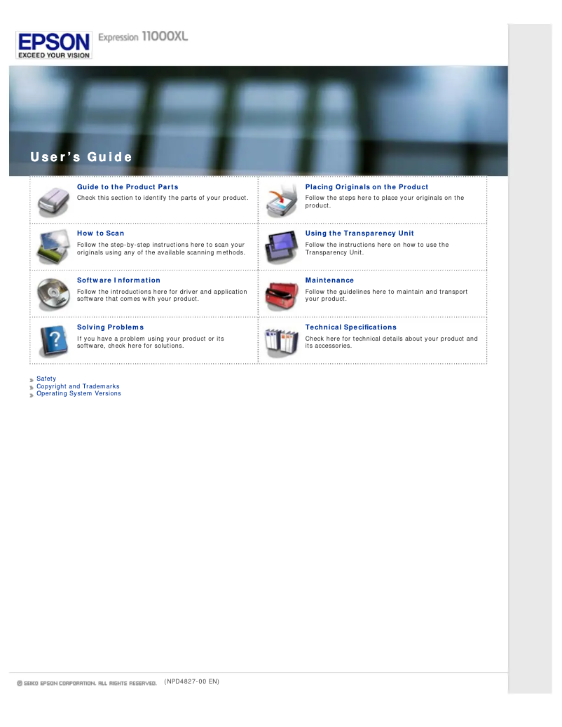 Página 1 del manual Manual de usuario Epson Expression 11000XL