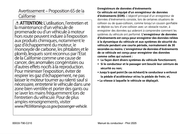 Image de la première page du manuel de l'appareil Pilot (2025)