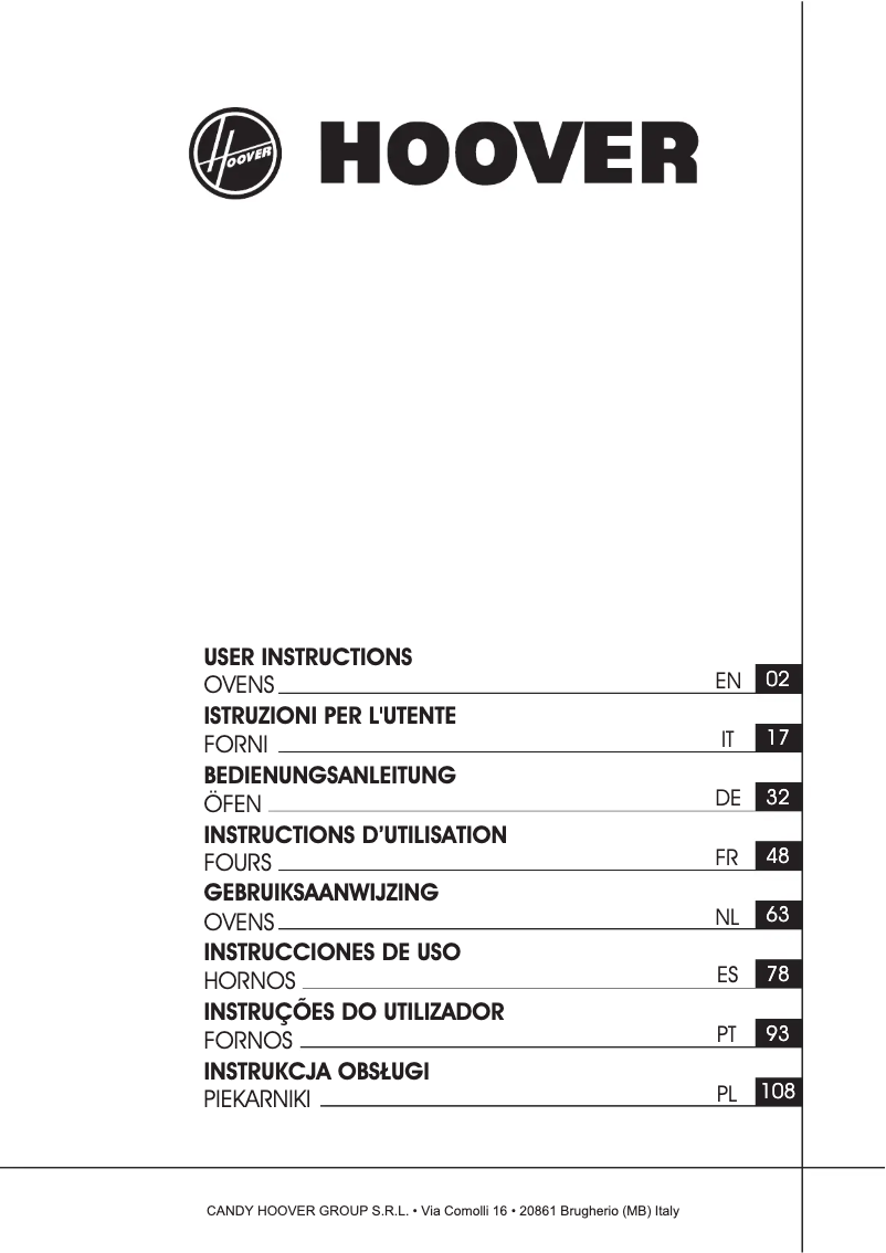 Page n°1 - Mode d'emploi Hoover HOXP0147BI