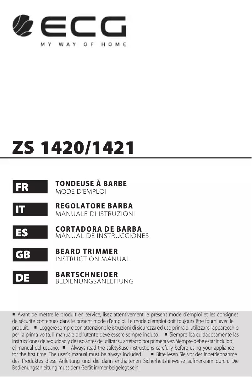 First page image of the manual for ZS 1421