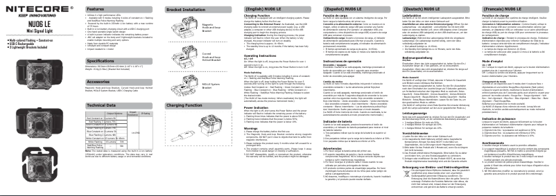 Page 1 de la notice Manuel utilisateur Nitecore NU06 LE