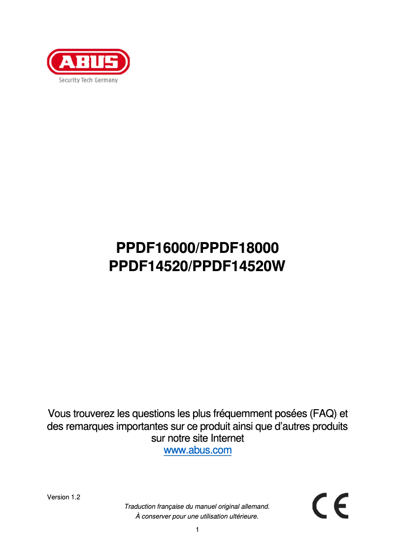 Page n°1 - Manuel utilisateur Abus PPDF18000