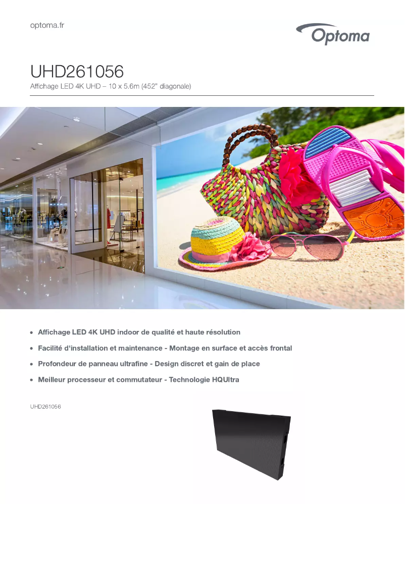 Page 1 de la notice Manuel utilisateur Optoma UHD261056