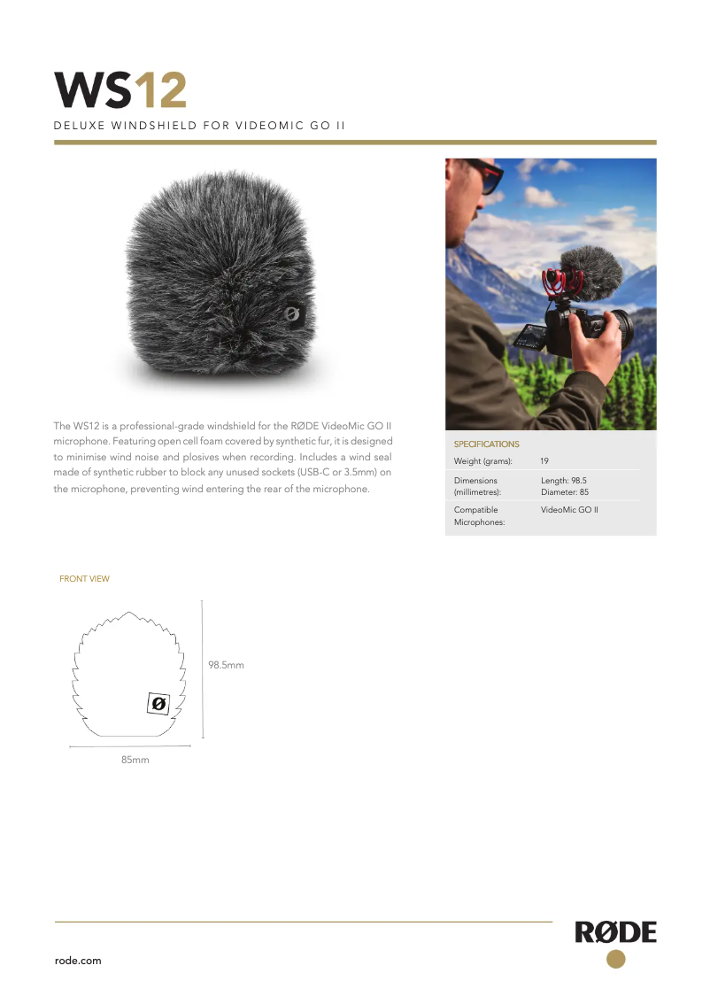 Page n°1 - Manuel utilisateur Røde WS12