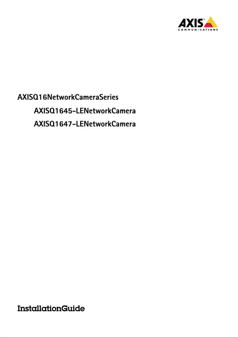 Page n°1 - Guide d'installation Axis Q1647