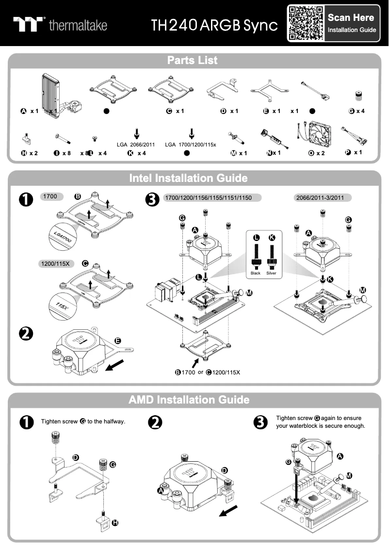 Page 1 de la notice Manuel utilisateur Thermaltake TH240
