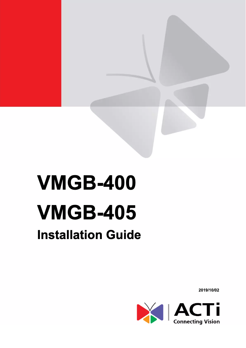 Page n°1 - Manuel utilisateur ACTi VMGB-400