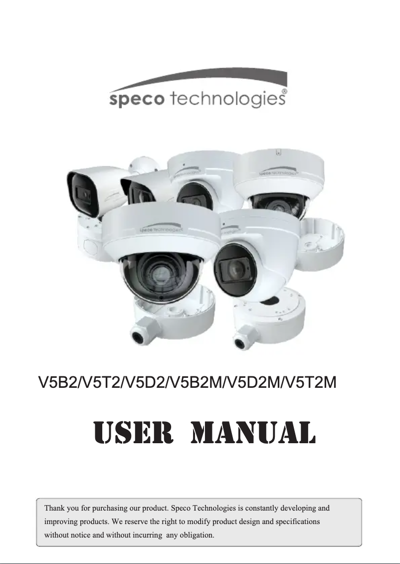 Page 1 de la notice Manuel utilisateur Speco Technologies V5T2M