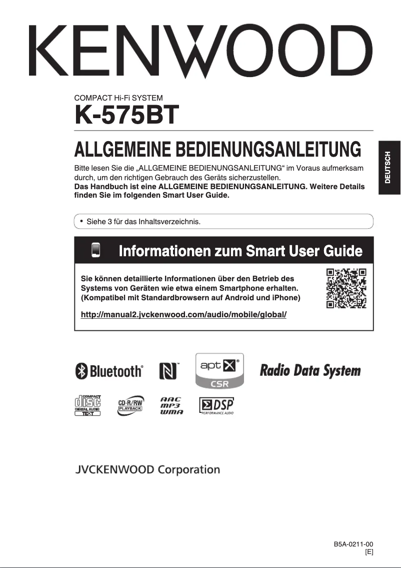 Page n°1 - Manuel utilisateur Kenwood K-575BT