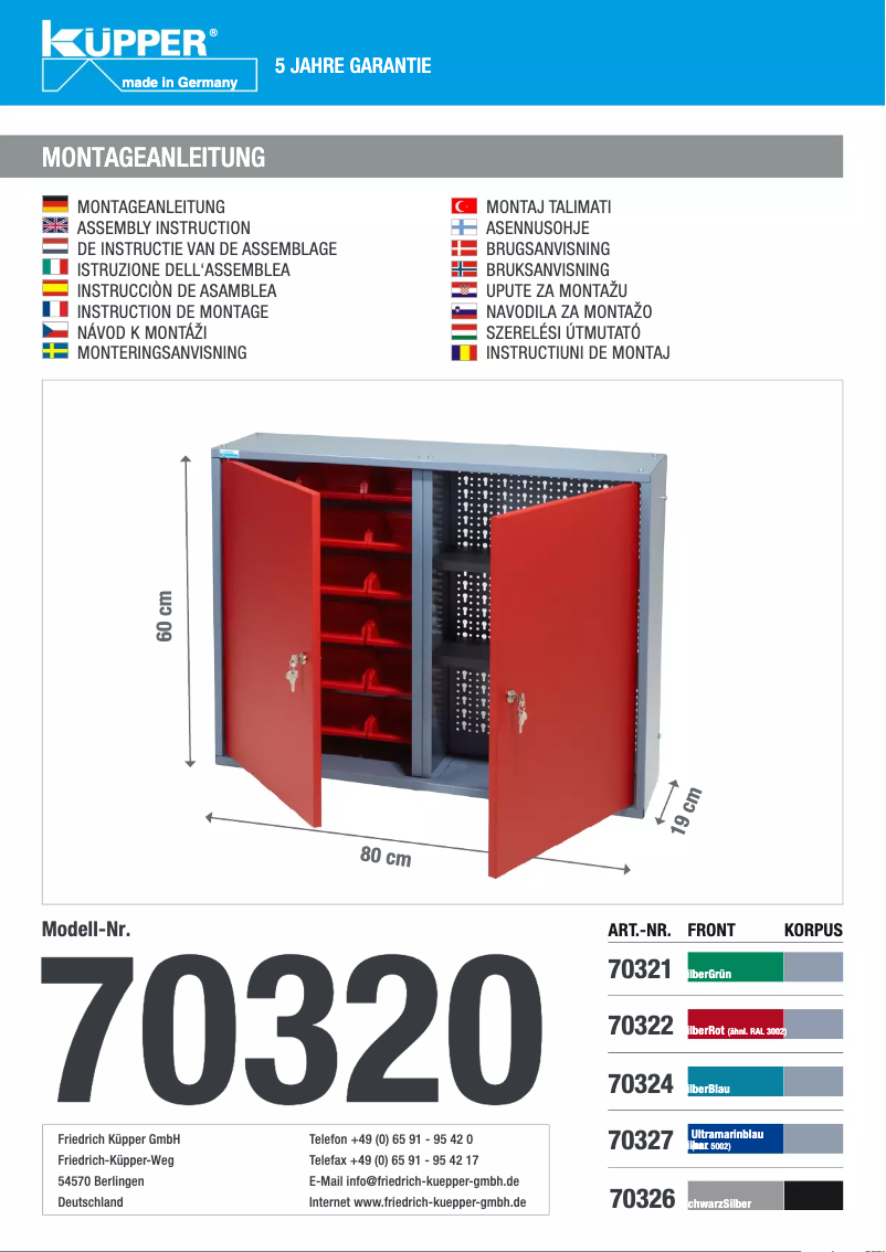 Page 1 de la notice Manuel utilisateur Küpper 70322