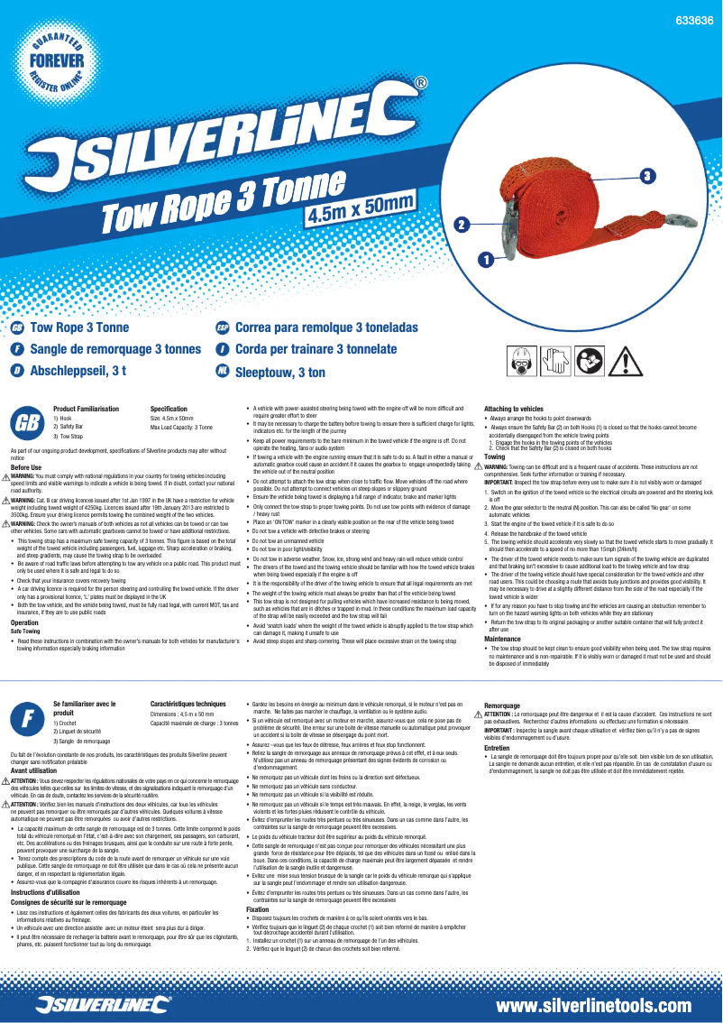 Page n°1 - Manuel utilisateur Silverline 633636